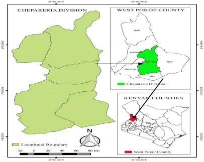 Fig. 1.  West Pokot showing Chepareria Locations  