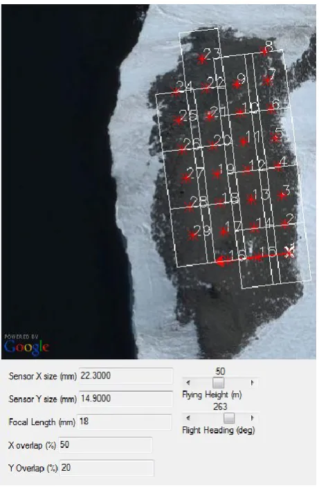 Figure 2.2 - Software to plan flight over Antarctic moss bed 