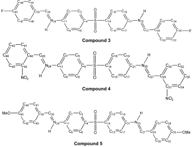 Fig. 1. Molecular structures and numbering of Schiff’s atoms bases derived from Dapsone 