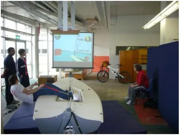 Figure 1-1:AVSail Trainer suite, including dynamic rolling hull and on screen virtual course position