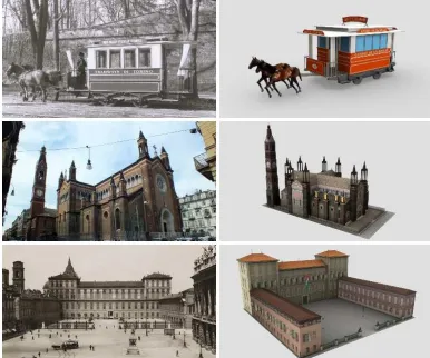Fig. 7. Examples of models used by Torino 150 application and of reference documents used to create them