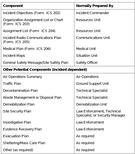 Table 5.  Sample IAP Outline 