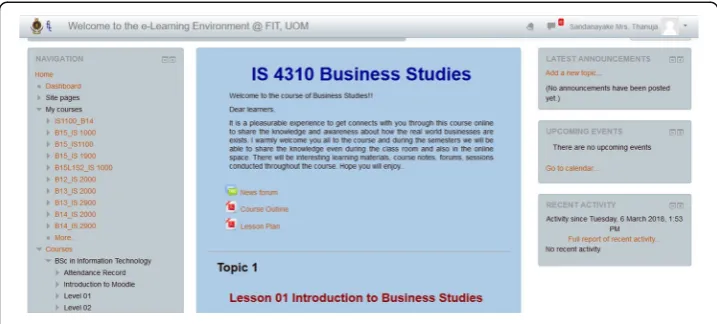 Fig. 1 Moodle interface of the OER-based online course