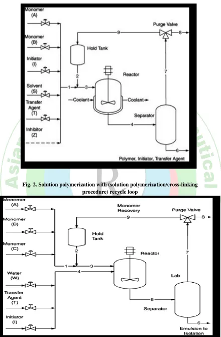 Fig. 2. Solution polymerization with (solution polymerization/cross-linking  procedure) recycle loop 