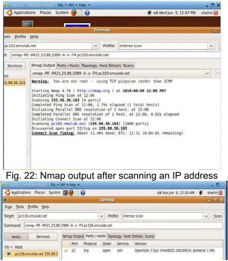 Fig. 22: Nmap output after scanning an IP address 
