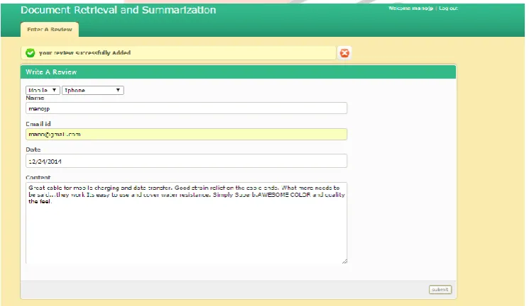 Figure 6.1. User Review submission. 