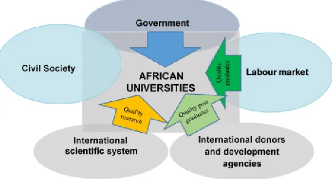 Figure 1:   African universities’ find themselves in a crossfire of different demands from external stakeholders