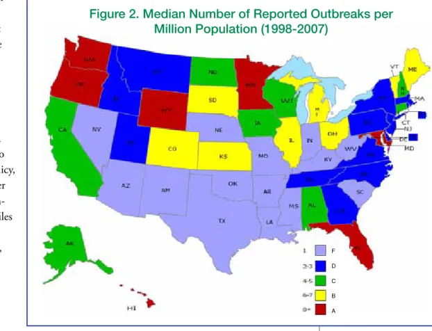 Table 1. Ranking States on Reported Outbreaks per Million  Population (1998-2007)