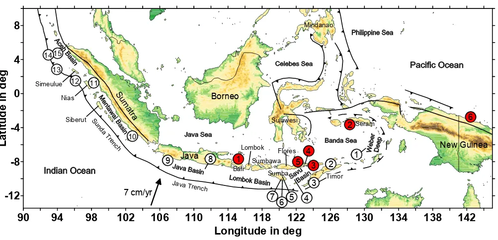Fig. 1. Literature overview map. Locations where landslide tsunamis were witnessed are shown in red (see Sect