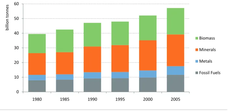 Figure 2: Global extraction of natural resources, 1980 to 2005  (ii)