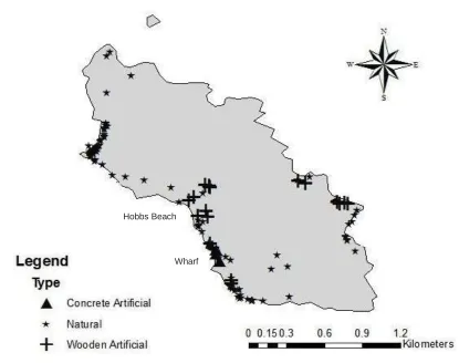 Figure 2.7: Map of Tiritiri Matangi Island with LP nest locations for the 2010/2011 study period
