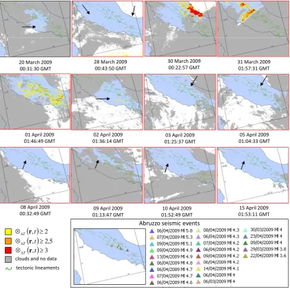 Fig. 5. Validation: the sequence of Abruzzo (6 April 2009,FIGURE ML∼5.8) earthquake. As in Fig