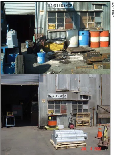 Figure 6. Two photos showing an industrial facility before and after it  followed good housekeeping practices.