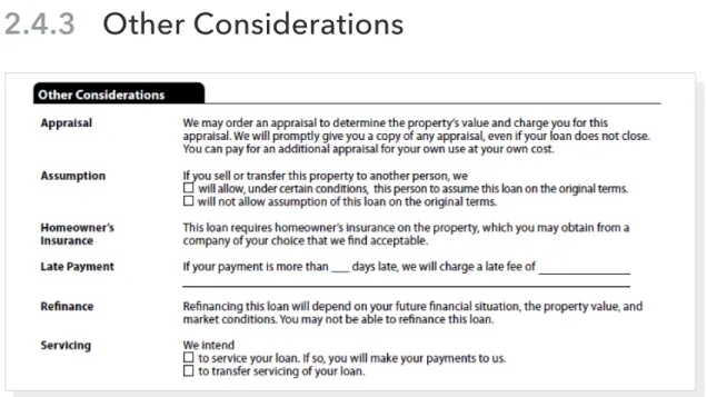 FIGURE  26:  OTHER CONSIDERATIONS TABLE