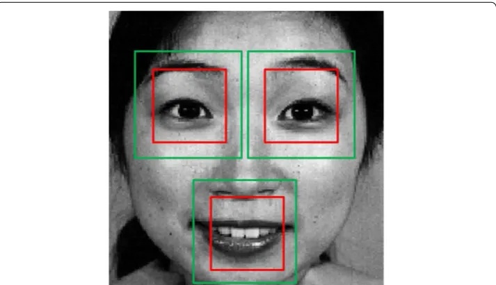 Fig. 6 Examples of active regions with two scales, surrounded by red squares and green squares, respectively