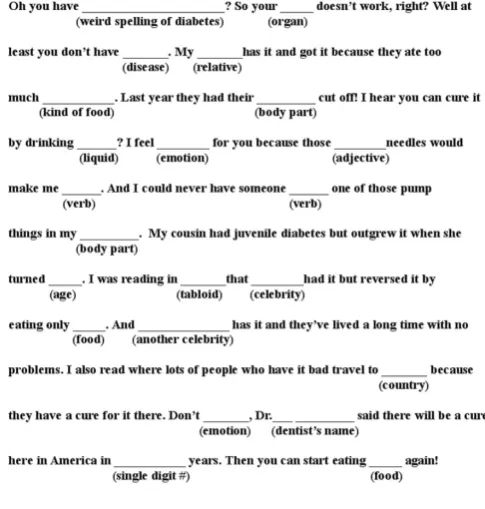 Figure 4. Sample Mad Lib providedin A7