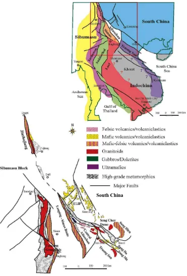 Figure 1. Simplified regional geological map of Southeast Asia region. Modified from Tran et al