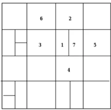 Figure 2: Example 2-d space before node 7 joins 7 52346