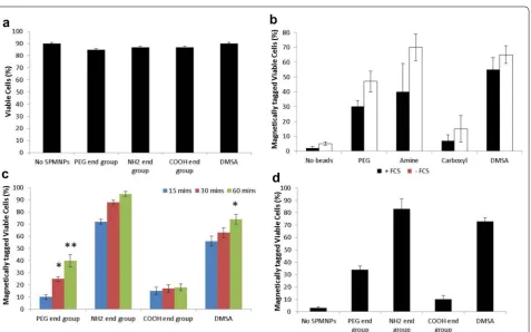 Fig. 3 Stability of DMSA-SPMNP and  NH2-Lipid-SPMNP for increasing NaCl concentration (0.1, 0.25, 0.5, 0.9 M) and increasing pH range (3–12)