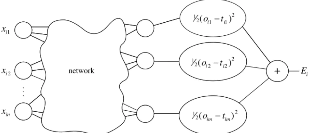 Fig. 7.6. Extended network for the computation of the error function