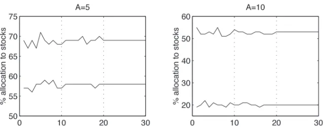 Figure A1. Computed optimal allocation for 30 independent samples from the distri- distri-bution for future returns