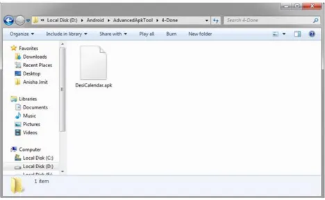 Figure 4.7 shows recompiling the apk file , building classes.dex from smali folder, building apk file, Zipaligining apk file
