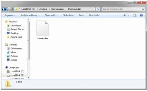 Figure 4.10 Extracting the classes.dex file from apk 