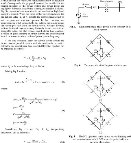 Fig. 3), because of core saturation in the transformer, high level current is created