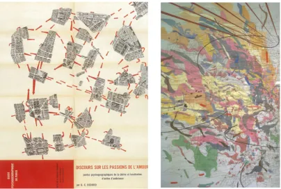 Figure 5 (left) Guy Debord, Discours sur les passions de l'amour, 1957; dissected map of Paris, lithograph on paper, edition size unknown (Source: Storr 1994, p. 33)  
