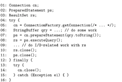 Fig. 1. Ohioedge CRM Exception Handling Code (with defect).