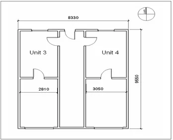 Figure 3.3: Floor plan of test buildings with two units (Source: Barakat 1986) 
