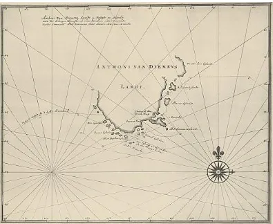 Figure 2-5 Discovery of Tasmania, 24 Nov. to 5 Dec. 1642 Map: J. Vinckeboons (NLA, 2010a) 