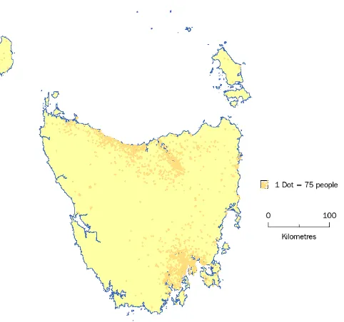Figure 3-2 Tasmania’s decentralised population structure 