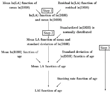 Figure 2.2: Flow chart summarising the steps taken to establish the relationship between LAI and age 