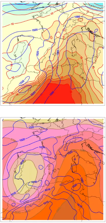 Fig. 7.Figure 7. Meteorological situation from ECMWF on 4 October 2007 at 00:00  Meteorological situation from ECMWF on 4 October 2007at 00:00 UTC