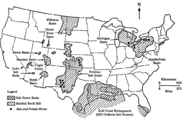 Figure 2. Known U.S. salt deposits (Casey 2009) 