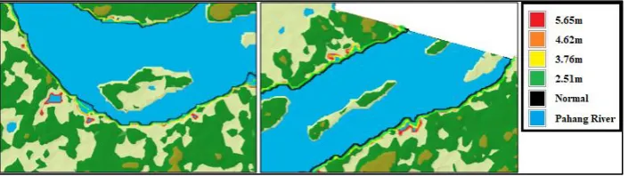 Figure 4. Observation on the river expansion at each offsets setting 
