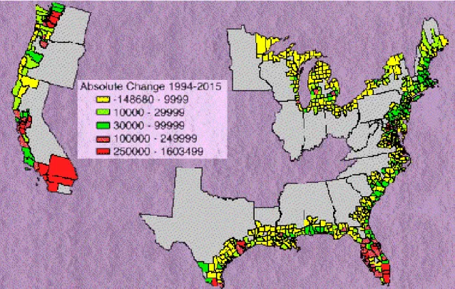 Figure 1. Projected population change from 1994-2015: absolute numbers