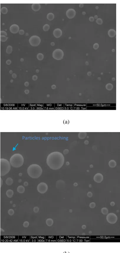 Figure 4a to 4c shows colloidal particles formed by lauric acid are spherical.  It also displays particle 