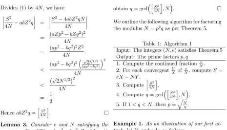 Table 1: Algorithm 1