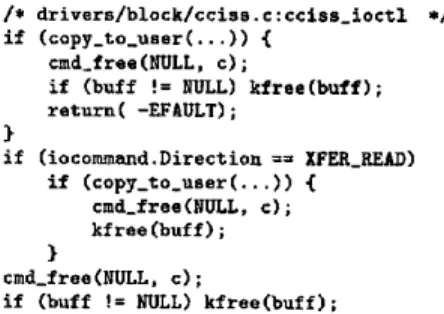 Figure 4  shows  one interesting example of a  double-free  t h a t   would  not  be  caught  by  the  old  system