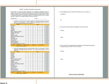 Figure 2: The questionnaire.were very active in giving comments about modules and temporary in-