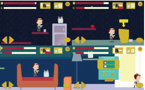 Figure 2. Screenshots of the game “Finding bags”. 