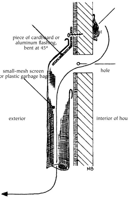 Figure 5. This highly effective, one-way bat excluder can be constructed with nothing  more than a sheet of cardboard, a plastic garbage bag and a couple of screws or nails