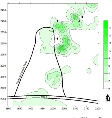 Figure 3.4 Machine Cut Nail Distribution with Labeled Concentrations 1, 2, and 3. 