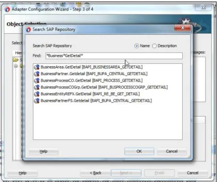 Figure 20: Wildcard search for BAPI objects in the SAP Adapter design-time 