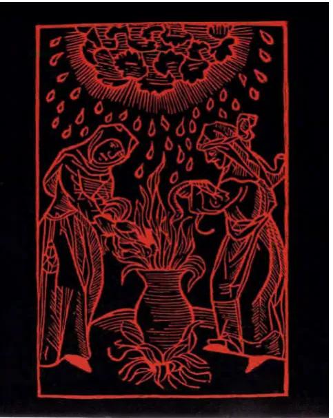 Fig 4: Witches conjuring up a hailstorm 1400’s. Size, medium and artist unknown 