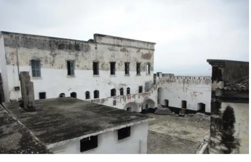 Figure 3.7  Interior view of Fort William The building with a flat roof was remodeled as the prison’s kitchen