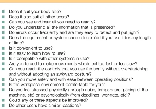 Table 2   Is the task and equipment ergonomically satisfactory?
