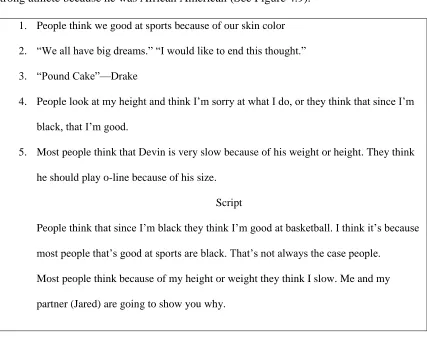 Figure 4.9:  Jared explained that this project was important to him. He said, “Because I get to tell like 